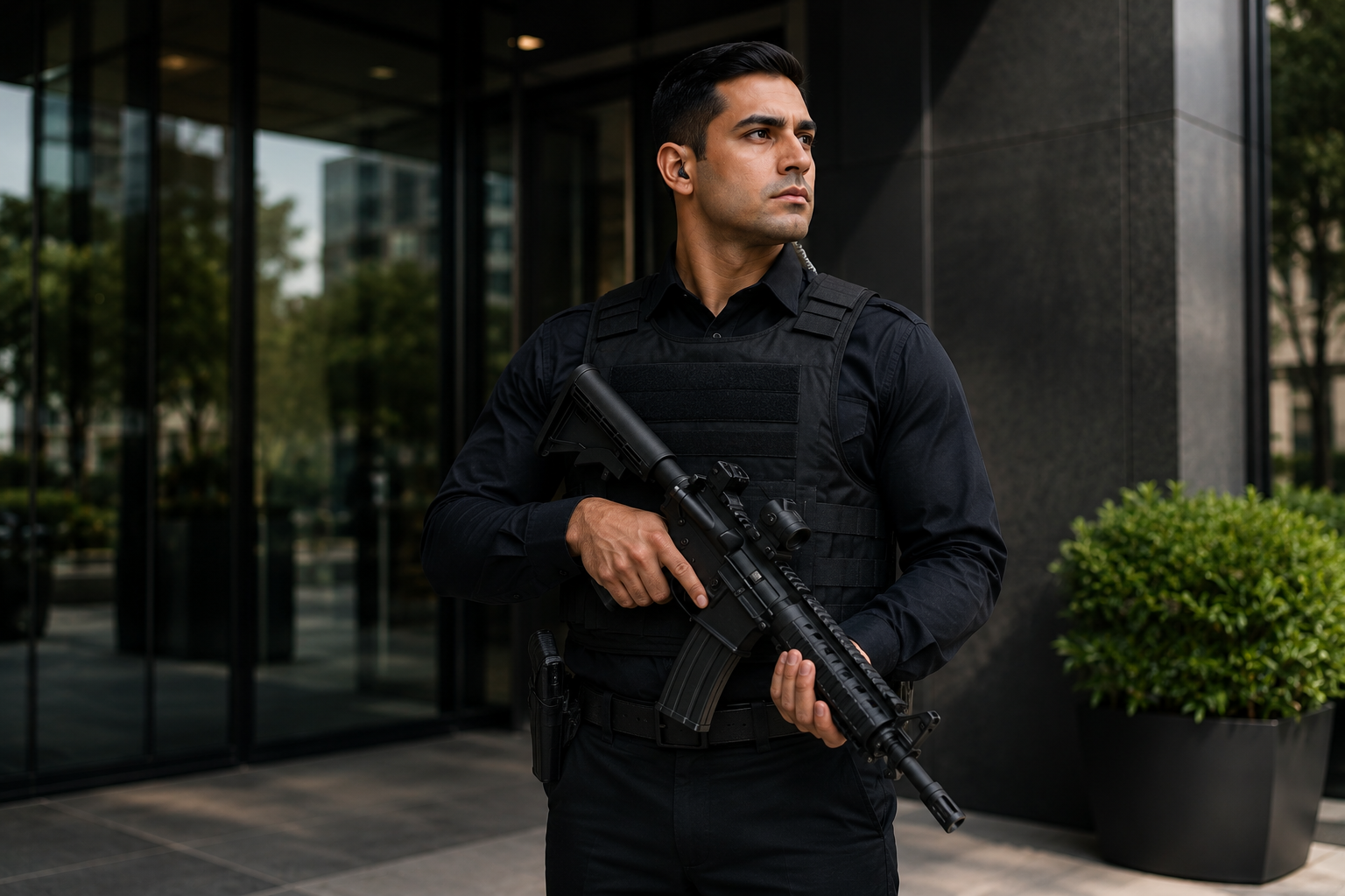 Armed security officer on duty